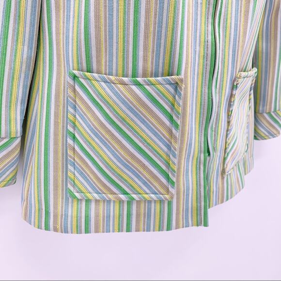 VINTAGE 60s 70s Striped Mod Zip Up Women’s Shirt Jacket Size M - Picture 5 of 8